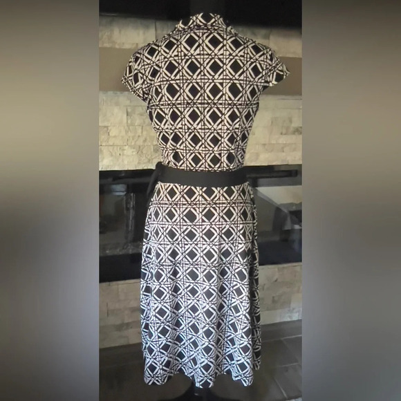 Alyn Paige size Large geometric slip on belted A-line dress - Picture 7 of 9